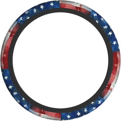 4th of July Flag Steering Wheel Covers Non Slip Neoprene Universal 15 Inch Steering Wheel Protector Car Cover for Men Women
