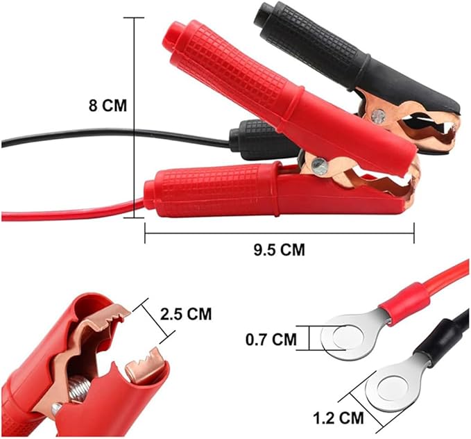 2 Pcs Alligator Clips Booster Jumper Cable 50A-3.3 ft 13 AWG Alligator Clips Booster Jumper Cable，for 12V/ 24V Car Battery Charging Jumper Cable