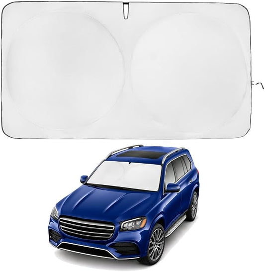 Windshield Sun Shade | Compatible for Mercedes Benz GLS Class (2020-2026) | Certified 99.87% UVB & 99.02% UVA Car Sun Shade. Award Winning Sunshade - Patented Technology | Car Shades by Kinder Fluff