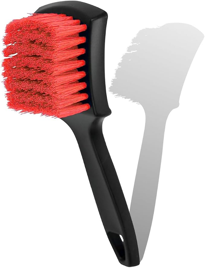 ZIMISI 8.3×2.5 Inch Car Wash Brush, Soft Bristle Short Handle Carpet Cleaning Brush, Scrub Brush for Floor Mats, Tires, Automotive Wheel Bushes for Vehicle Interior & Home (Red)
