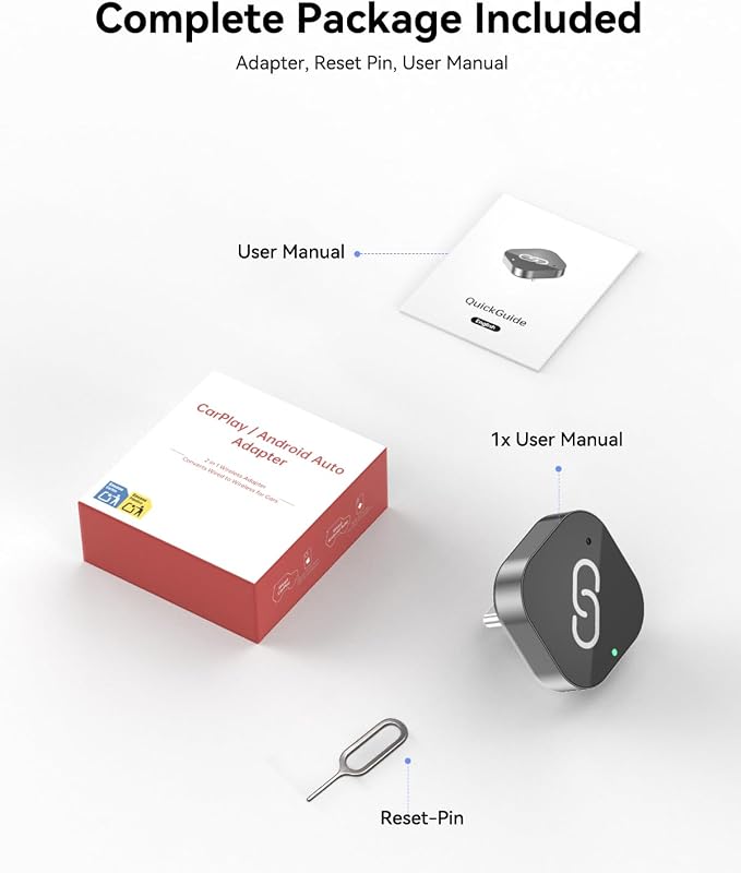 Spedal 2026 Wireless CarPlay Apapter USB C, Plug & Play Auto-Connect, Compatible with Vehicles from 2016 with Series CarPlay/Android Car, 5G/2.4G Dual-Band WiFi, Stable Car Play Android Auto Dongle