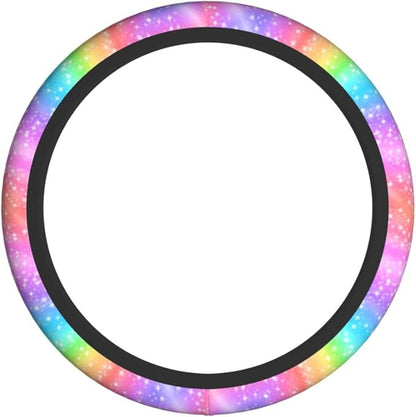 Colorful Rainbow Steering Wheel Cover Car Accessories Cute for Women Girls Girly Universal 15 Inch Neoprene Auto Interior Decor Anti Slip Automotive Truck Protector