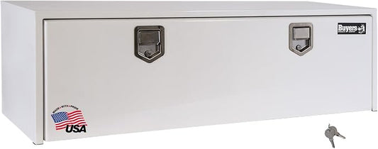 Buyers Products 1702210 Steel Underbody Truck Tool Box 18 x 18 x 48 Inch, White Powder-Coated 14 Ga Steel, Locking Stainless Paddle Latch, Drop Door, Weather-Resistant, Made in USA