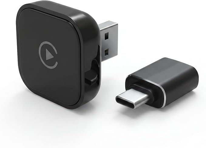 2-in-1 Wireless CarPlay Adapter for Apple iPhone & Android, Plug & Play USB CarPlay Dongle Converts Wired to Car Play Wireless Adapter with Type-C Extension Suitable for 800+ Vehicles