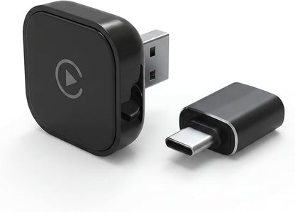 2-in-1 Wireless CarPlay Adapter for Apple iPhone & Android, Plug & Play USB CarPlay Dongle Converts Wired to Car Play Wireless Adapter with Type-C Extension Suitable for 800+ Vehicles