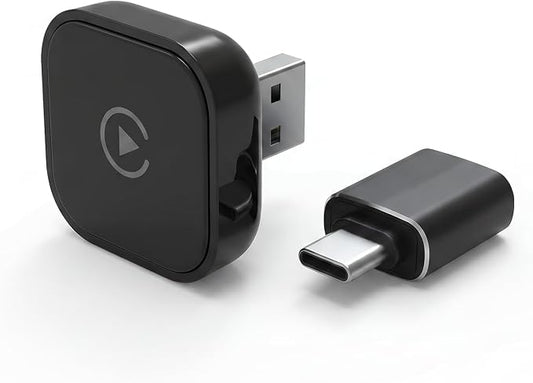 2-in-1 Wireless CarPlay Adapter for Apple iPhone & Android, Plug & Play USB CarPlay Dongle Converts Wired to Car Play Wireless Adapter with Type-C Extension Suitable for 800+ Vehicles