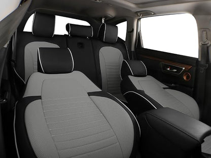 EKR CRV Seat Covers Custom Fit for Honda CRV 2015 2016 Full Set Car Seat Cover for SUV, Leather Truck Seat Protectors,Faux Leather(Black/Gray)