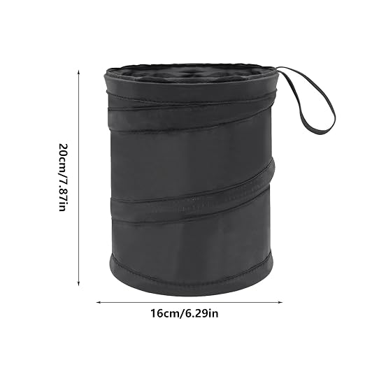 Car Trash Can, 2 Packs Mini Collapsible Pop-up Car Garbage Can, Waterproof Hanging Trash Bag with Velcro, 1 Gallon Black Car Trash Bin for Travel, Picnic & Camping
