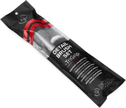Detail Factory - TriGrip Ultra-Soft Detailing Brush Set - Scratch-Free Cleaning for Exterior, Interior Panels, Emblems, Badges, Gauges, Infotainment Screen - Grey