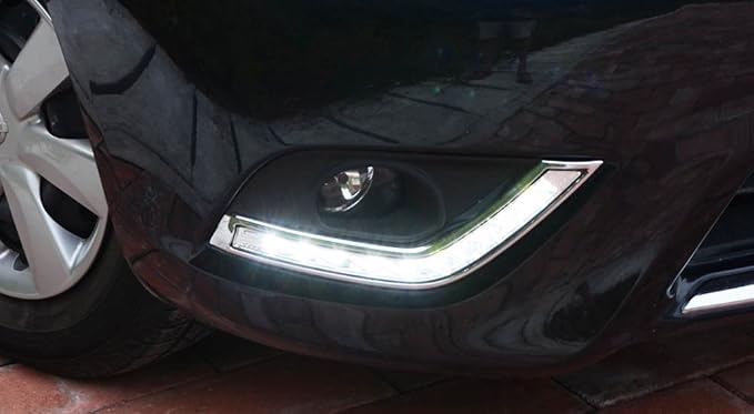 iJDMTOY Xenon White LED Daytime Running Light Kit for 2015-2019 Nissan Versa Sedan, Exact Fit DRL Bezel Assembly Powered by (10) High Power LED Diodes