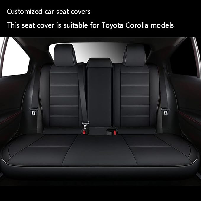 CocheFamilia Custom Fit Corolla Car Seat Covers for Select 2023 2024 2025 Toyota Corolla Hybird LE - Full Set,Leather (Black)