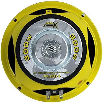 Pyle 6.5 Inch 1200 Watt Car Audio Mid Bass Midrange Subwoofer Speaker Set with Yellow CD P P Cone, 4 Ohm Impedance, and Edge Suspension, 2 Pair