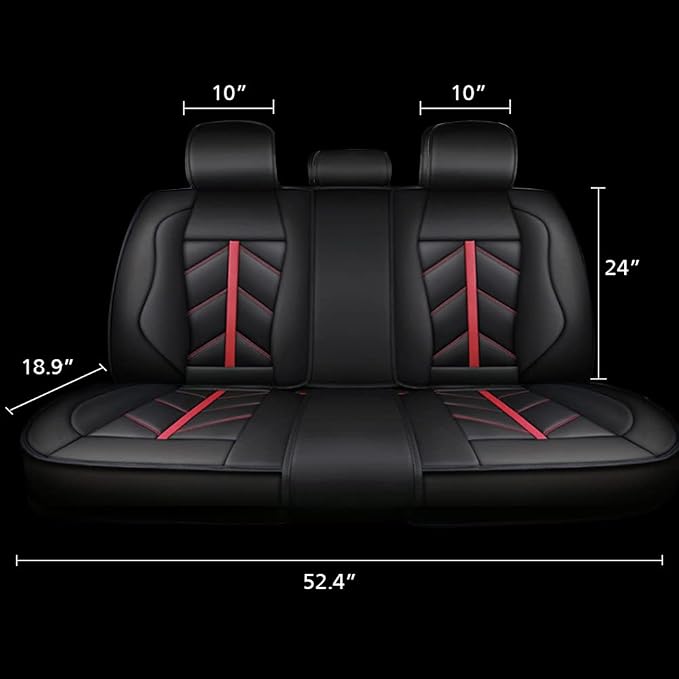 otoez Car Seat Covers Full Set Luxury Leather Automotive Interior Seat Covers, Waterproof Non-Slip Front & Rear Seat Cushion Protector Universal Fit Most Car Sedan Truck SUV (Black, with Pillows)