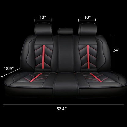 otoez Car Seat Covers Full Set Luxury Leather Automotive Interior Seat Covers, Waterproof Non-Slip Front & Rear Seat Cushion Protector Universal Fit Most Car Sedan Truck SUV (Black, with Pillows)