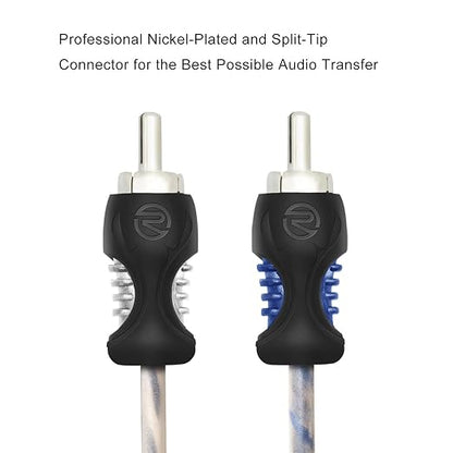 RECOIL RCI212 100% Oxygen Free Copper 12ft 2-Channel RCA Audio Cable, Twisted Pair with Noise Reduction