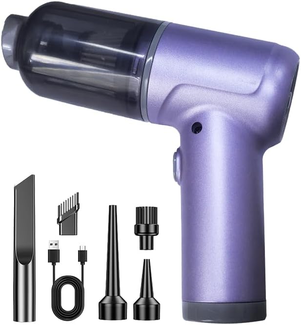 Portable Car Vacuum Cordless,2-in-1 Blow Suction Handheld Cleaner with Multi-Nozzles, Rechargeable Mini Vacuum for Car, Home, Office, Pet Hair, Sofa, Keyboard.
