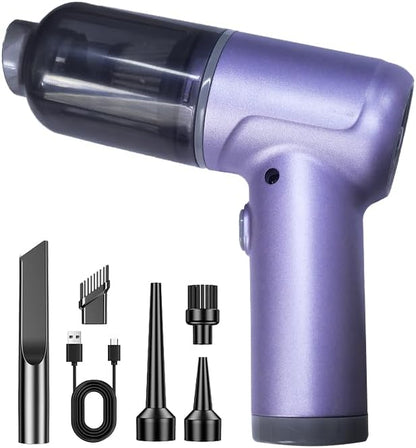 Portable Car Vacuum Cordless,2-in-1 Blow Suction Handheld Cleaner with Multi-Nozzles, Rechargeable Mini Vacuum for Car, Home, Office, Pet Hair, Sofa, Keyboard.