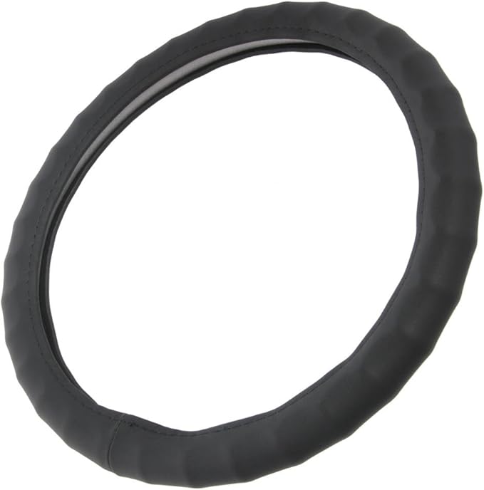 BDK Genuine Leather Ergonomic Non-Slip Grip Car Steering Wheel Cover Standard Size 14.5 to 15 inch