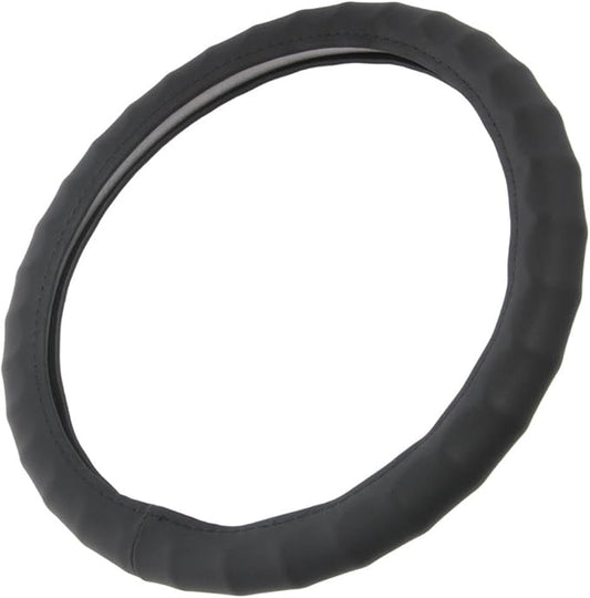 BDK Genuine Leather Ergonomic Non-Slip Grip Car Steering Wheel Cover Standard Size 14.5 to 15 inch
