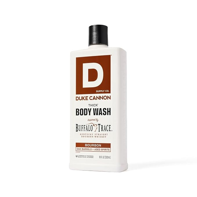 Duke Cannon Supply Co. Thick High Viscosity Body Wash - 3X Thicker, Cleansing Shower and Bath Gel, Mineral-Enriched Body Wash for Men - Big American Bourbon - Mens Body Scrub - Bourbon (18 oz)