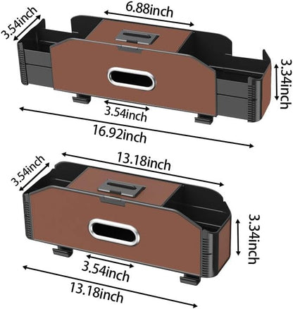 Back Seat Car Organizer,5 in 1 Multifunctional Car Back Seat Storage Box with Trash Can Drink Cup Holder Tissue Box, for Hold Phone,Snacks, Drinks, Handbag-Brown