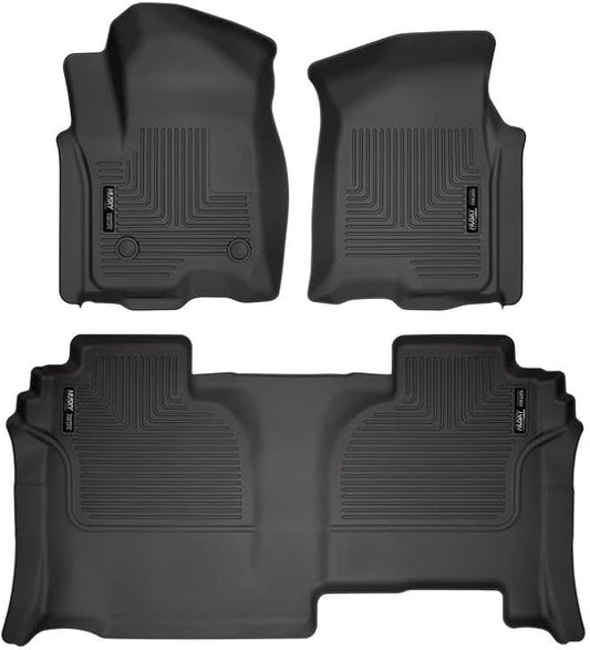 Husky Liners Weatherbeater Floor Mats | Fits 2019-2026 Chevrolet Silverado & GMC Sierra 1500, New Body, 2022-2026 Silver/Sierra 2500, 3500 Double Cab, No Crew Cab | Front & 2nd Row 3-pc Black - 94031