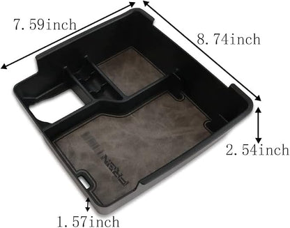 Muslogy for 2022+ Frontier Accessories Center Console Organizer Insert Tray Storage Box Armrest Organizer Compatible with Frontier 2022 2023 2024 2025 2026(Gray Leather)
