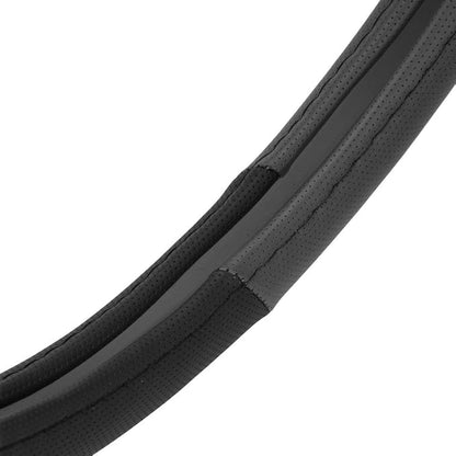 BDK Sporty Two Tone Ergonomic Grip Steering Wheel Cover - Plush Leather Grip for Standard Size Wheels 14.5-15 inch Gray/Black