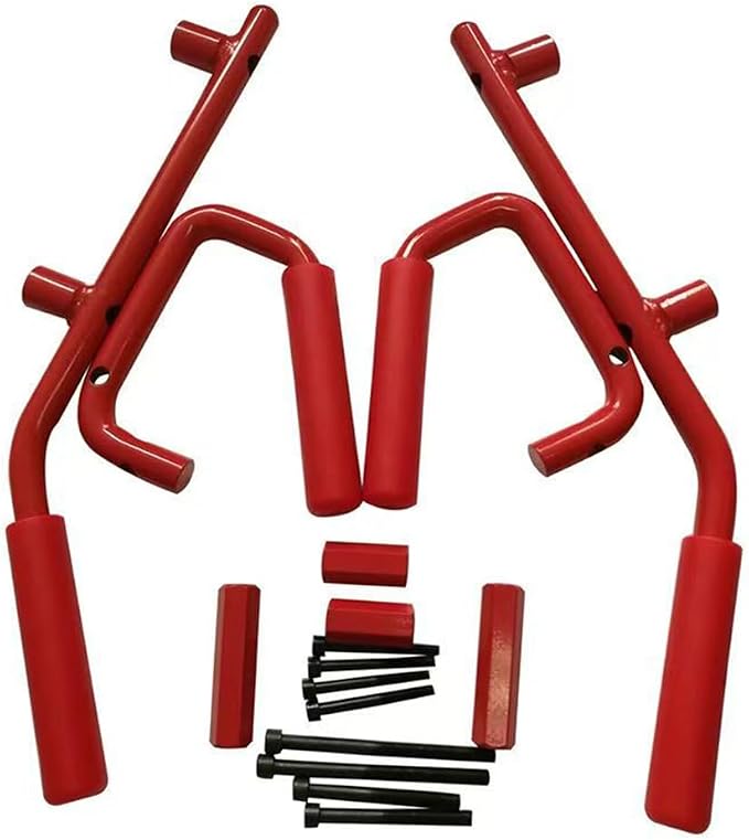 Front & Rear Grip Handle Metal Grab Bars Steel Compatible with Je-Ep JK Wrangler 2007-2017 Red, J039