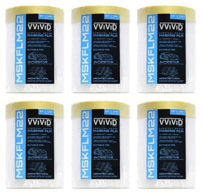 VViViD Chemical Grade Heavy-Duty Self-Adhesive Tape and Drape Masking Film Plastic Drop Cloth (12 Pack (22" x 108ft))