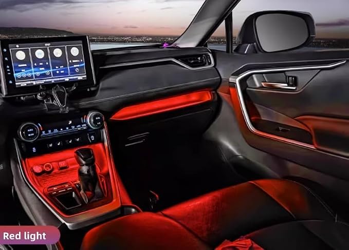 HIGH FLYING 2019-2025 for Toyota RAV4 Center Console Dashboard LED Light Strip with On+Off Switch 3pcs Car Interior Accessories (Red)