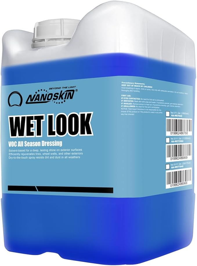 Nanoskin WET LOOK All Season Dressing 5 Gallons -Exterior Rubber & Plastic Solvent Based Dressing for Car Detailing | Produces a Deep, Rich, Long lasting shine | Safe For Cars Trucks, Motorcycles, RV