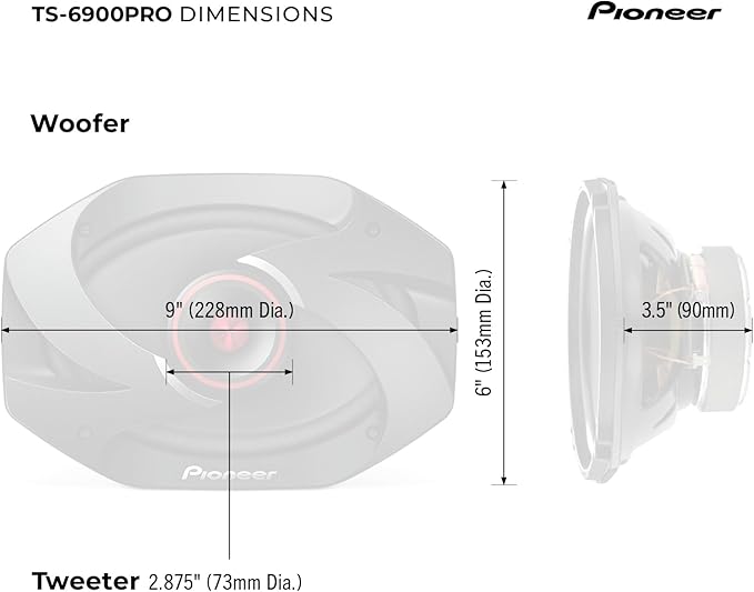 PIONEER P.R.O. Series TS-6900PRO 6” x 9” 2-Way Speakers (Pair) – 600W Max, Perfect for High-SPL Builds and Pro-Level Car Audio