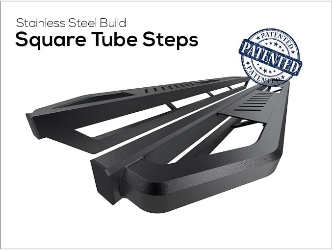 APS Stainless Steel 6.5in Side Bars Square Tube Compatible with Toyota Tundra Access Cab 00-06