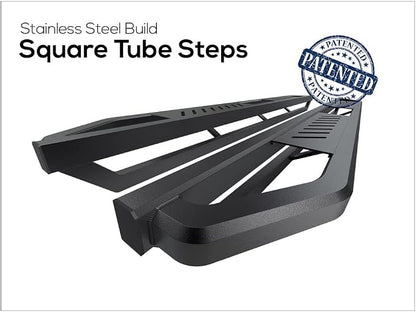 APS Stainless Steel 6.5in Side Bars Square Tube Compatible with Toyota Tundra Access Cab 00-06