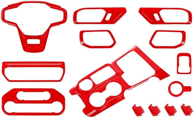 JWWY Interior Trim Kit Auto Interior Dress-Up Kit Decor Set Center Console Gear Shift Dashboard Panel Door Handle AC Rearview Vent Adjustment Cover Trim for 2021-2026 Ford Bronco Accessories 14pcs Red