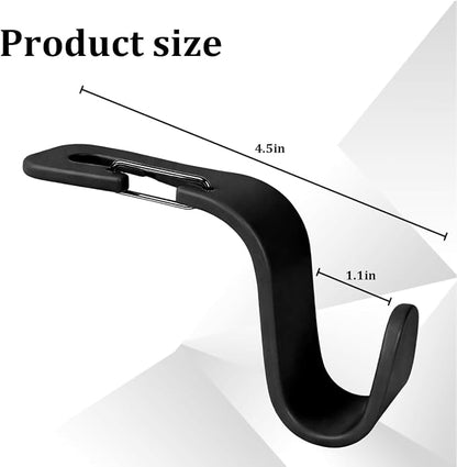 4PCS Car Seat Headrest Hook, Multi-Purpose Seat Back Hanger Purse Bag Handbag Organizer, Auto Interior Backseat Storage Hook Holder for Coat Hat Grocery Umbrella, Universal Fit (Black)