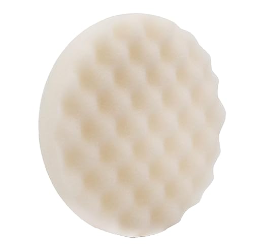 LAUCO White Foam Waffle Buffing Pad – 8” Single-Sided Polishing & Waxing Pad – Final Finish for High-Gloss Shine – Hook & Loop Backing (203.2 mm) – 1 Pack 8997