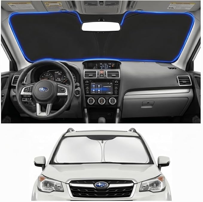 Custom Fit Windshield Sun Shade for Subaru Forester 2014-2018 | Perfect Vehicle Fit, Cooler Interior, Blocks UV Rays, Stronger Frame, Easy Fold & Store