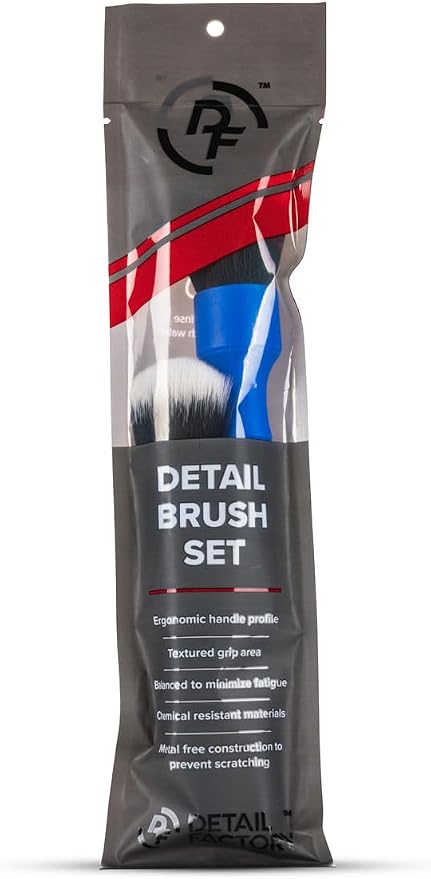 Detail Factory - Synthetic Detailing Brush Set - Ultra-Soft Interior Car Cleaning Brushes for, Screens, Emblems, & Tight Spaces - Blue