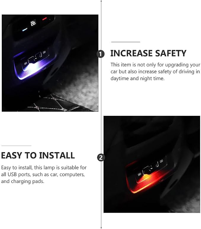 Abaodam 4 Pcs USB Ambient Light Led Nightlight Goblincore Room Decor Mini Led USB Keychain Car Lamp Night Light Car Decorative Lamp Accessories Abs Underfoot