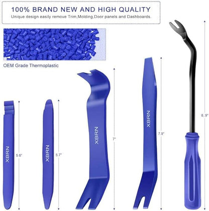 XBRN Auto Trim Removal Tool Kit,13 Pcs Car Panel Door Window Tools Kit,Auto Clip Fastener Remover Pry Tool Set Blue