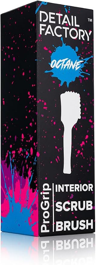 Detail Factory - ProGrip Interior Scrub Brush - Soft Bristles - Rubber Grip for Maximum Stability and Comfort - Curved Head Profile for Better Clearance - Octane Ectoplasm