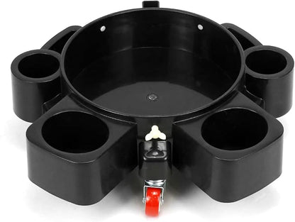 QWORK Bucket Dolly, Detailing Cart for 5 Gallon Car Wash Bucket, Rolling Bucket Dolly with 5 Rolling Swivel Casters and Compartments, for Car Washing Detailing System