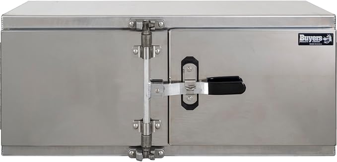 Buyers Products 1762603, 18x18x48 Smooth Aluminum Underbody Truck Tool Box with Double Barn Door, Heavy‑Duty 0.125 in Aluminum, Cam‑Lock Hardware, Rain Gutter Seal, Universal Mount
