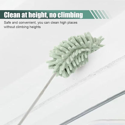 2PCS Car Interior Duster, Soft Chenille Detailing Brush with Extension Pole, Washable Long Handle Cleaning Duster Tool for Auto Dash Vent Window, Universal Home Car Cleaning Supplies (Green)