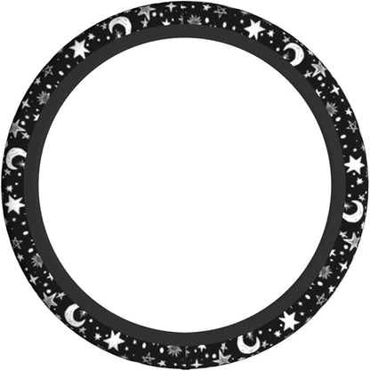 Moon and Star Steering Wheel Cover Car Accessories Cute for Women Girls Girly Universal 15 Inch Neoprene Auto Interior Decor Anti Slip Car Truck Protector