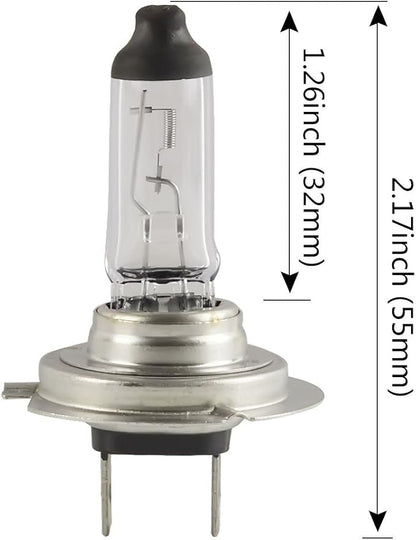 H7 Halogen Headlight Bulb - 55W High/Low Beam Fog Light Replacement,Halogen Light Bulbs,Universal Lighting Accessories for 12V Vehicles with base H7 socket,Not fit 24V Vehicles,Pack of 2