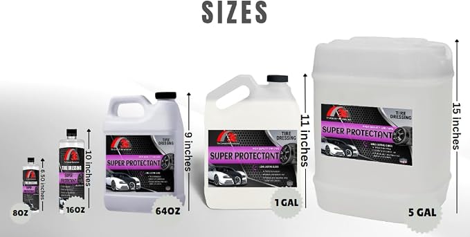 Super Protectant Tire Shine - High Gloss Wipe-On Dressing with Silicone - 1 Gallon - for Tires, Rubber, Vinyl & Plastic - Safe for Cars, Trucks, Motorcycles, RVs & More