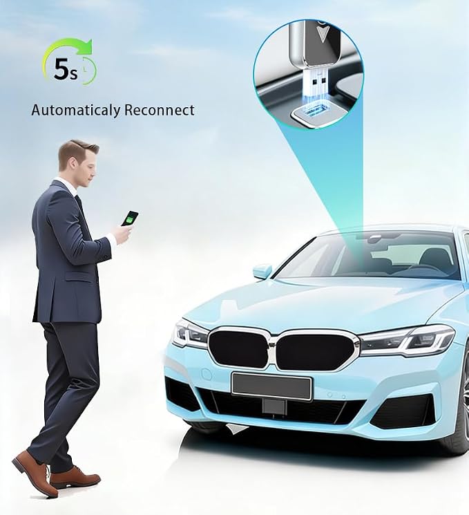 CarPlay Wireless Adapter for Porsche Cayenne 2017 2018 2019 2020 2021 2022 2023 2024, Converts Wired Carplay to Wireless CarPlay, 2 in 1 Plug and Play, Fast and Stable